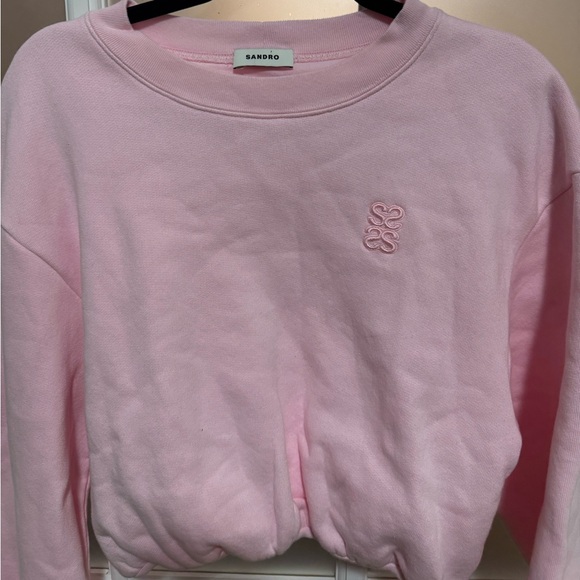 NWT Sandro Jiya Cropped Sweatshirt in Rose Clair - Picture 5 of 8